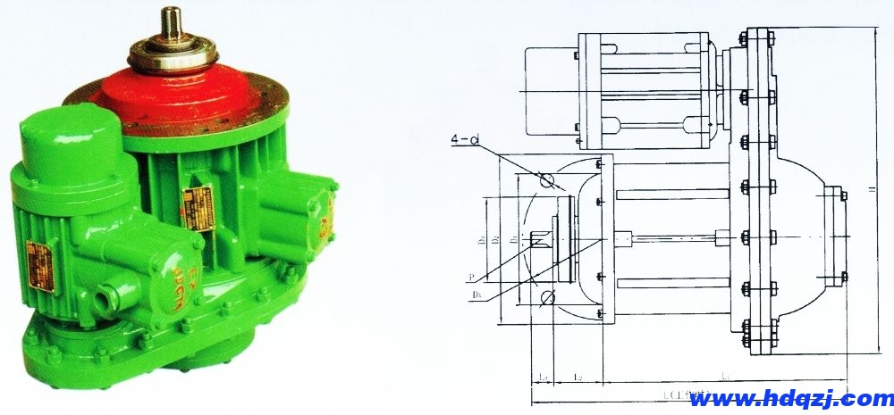 BZD系列防爆電動(dòng)葫蘆主起升雙速電動(dòng)機(jī)圖與外形尺寸圖