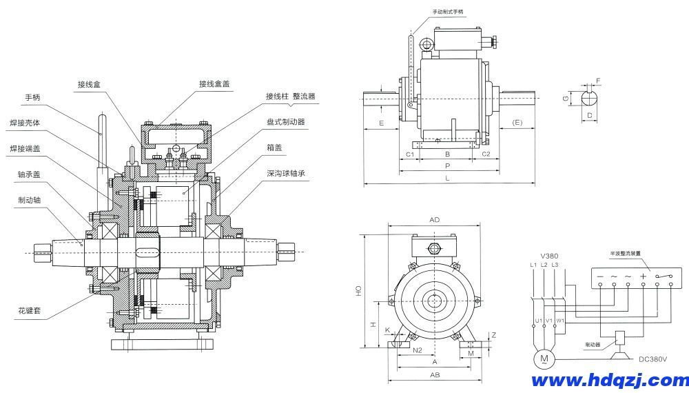 廠用BZES隔爆封閉式制動器外形尺寸圖