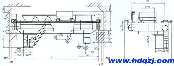 QD型32/5噸電動(dòng)雙梁慢速吊鉤橋式起重機(jī)