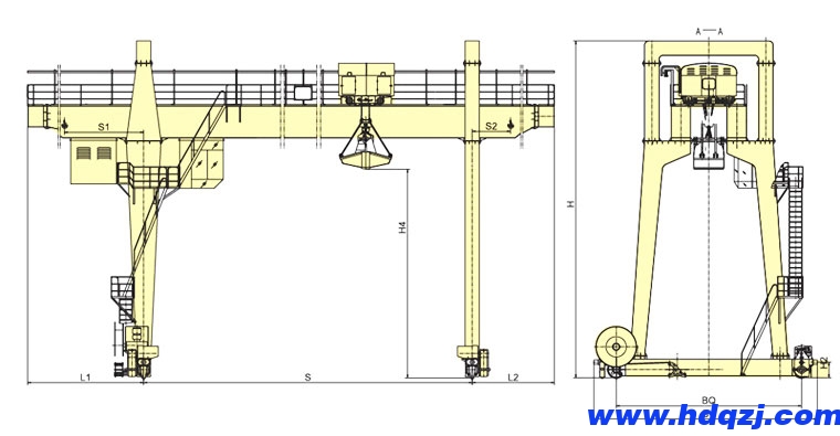 MZ型雙梁抓斗門式起重機結(jié)構(gòu)圖