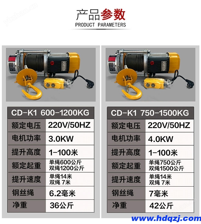 CD-K1多功能提升機產(chǎn)品參數(shù)