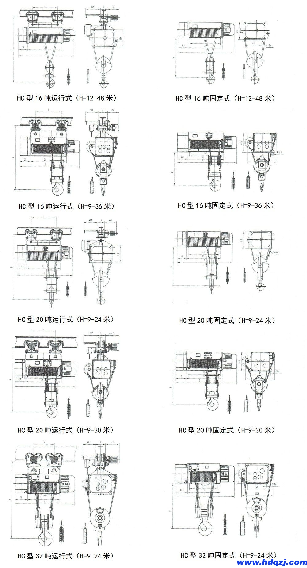 HC方型鋼絲繩電動葫蘆結(jié)構(gòu)圖